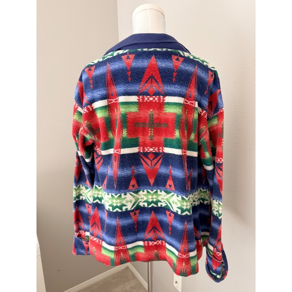 POLO Ralph Lauren Navajo Southwestern Towel-Cloth Open Cardigan Sz L - Picture 7 of 10